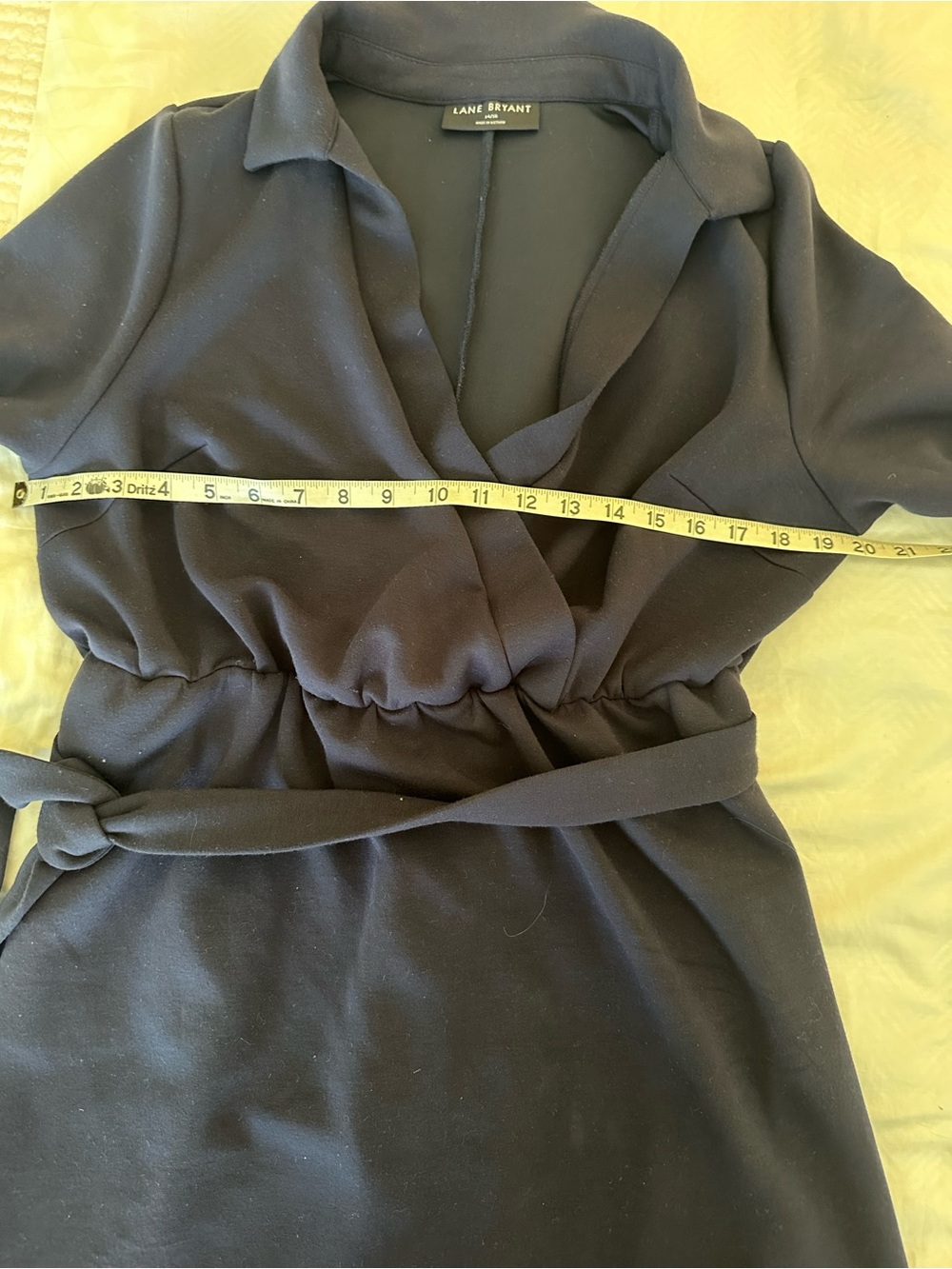 Lane Bryant Navy Wrap Midi Dress with Self Tie - Picture 5 of 6